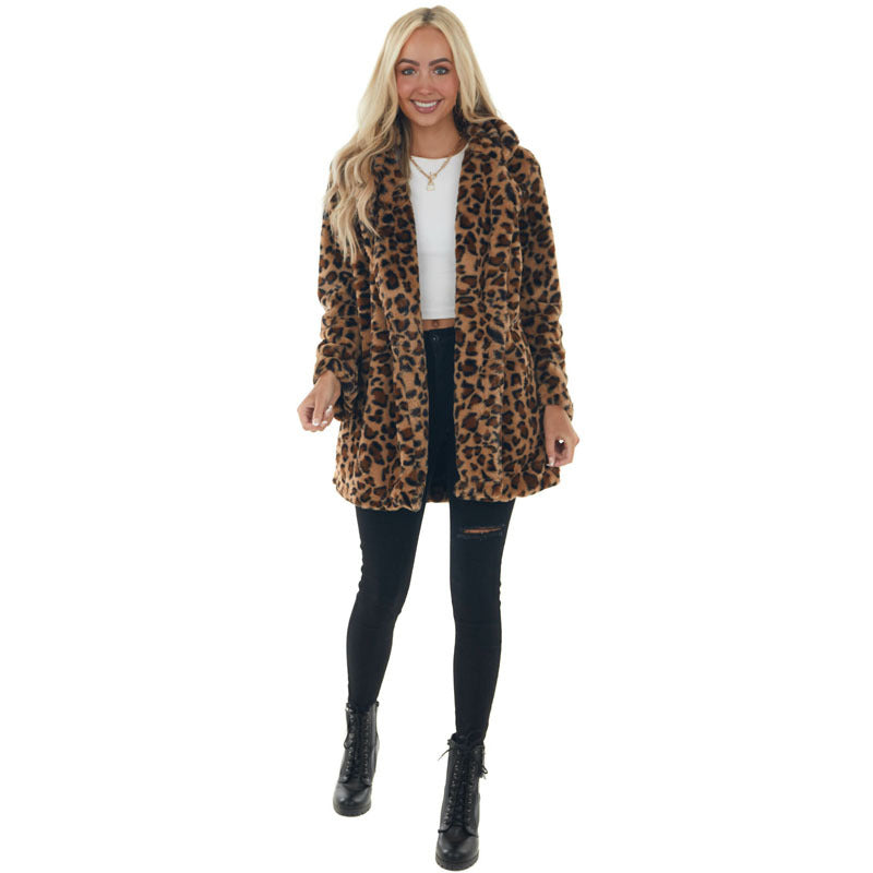 Leopard Print Fur Jacket eprolo