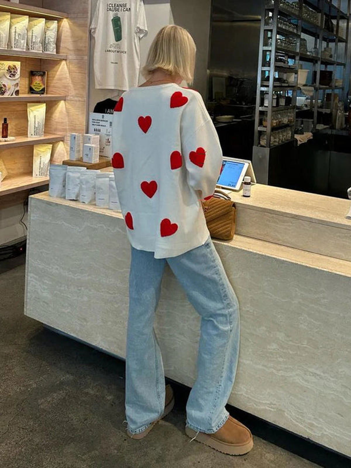 Embroidered Red Heart Sweater - Urban-Utopia