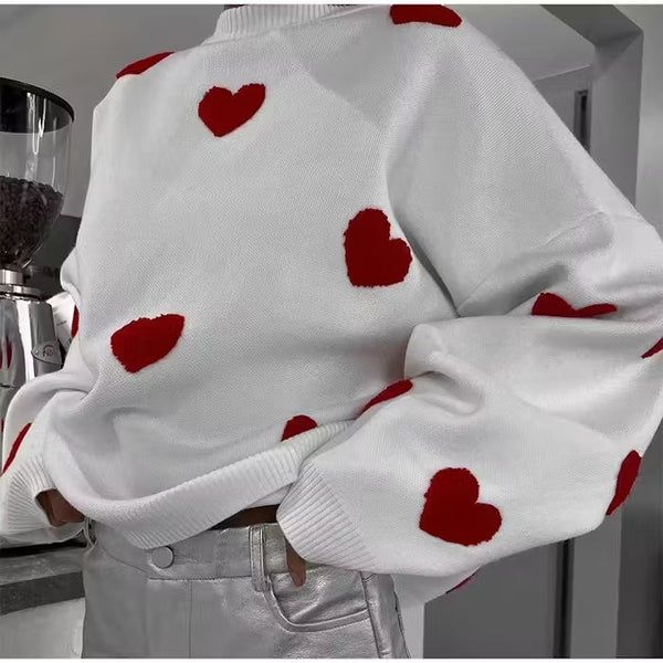 Embroidered Red Heart Sweater - Urban-Utopia