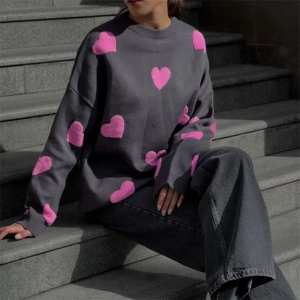 Embroidered Red Heart Sweater - Urban-Utopia