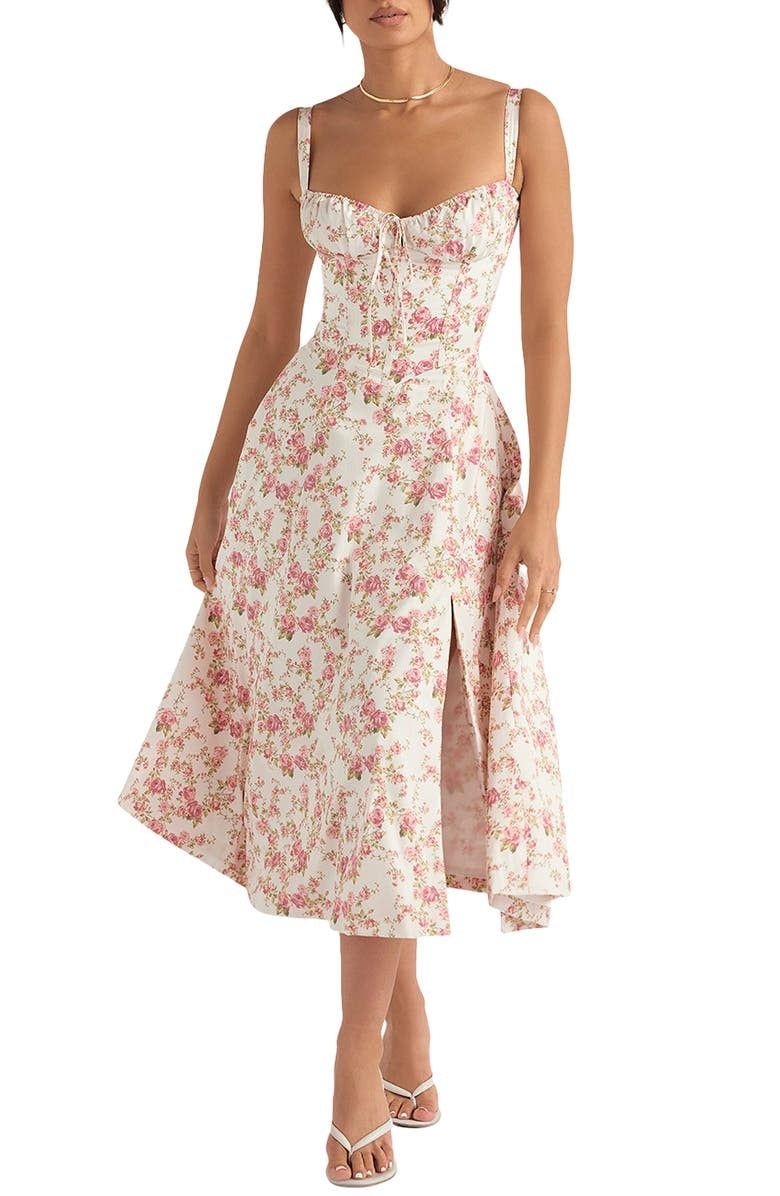 Floral Bustier Midriff Dress - Urban-Utopia