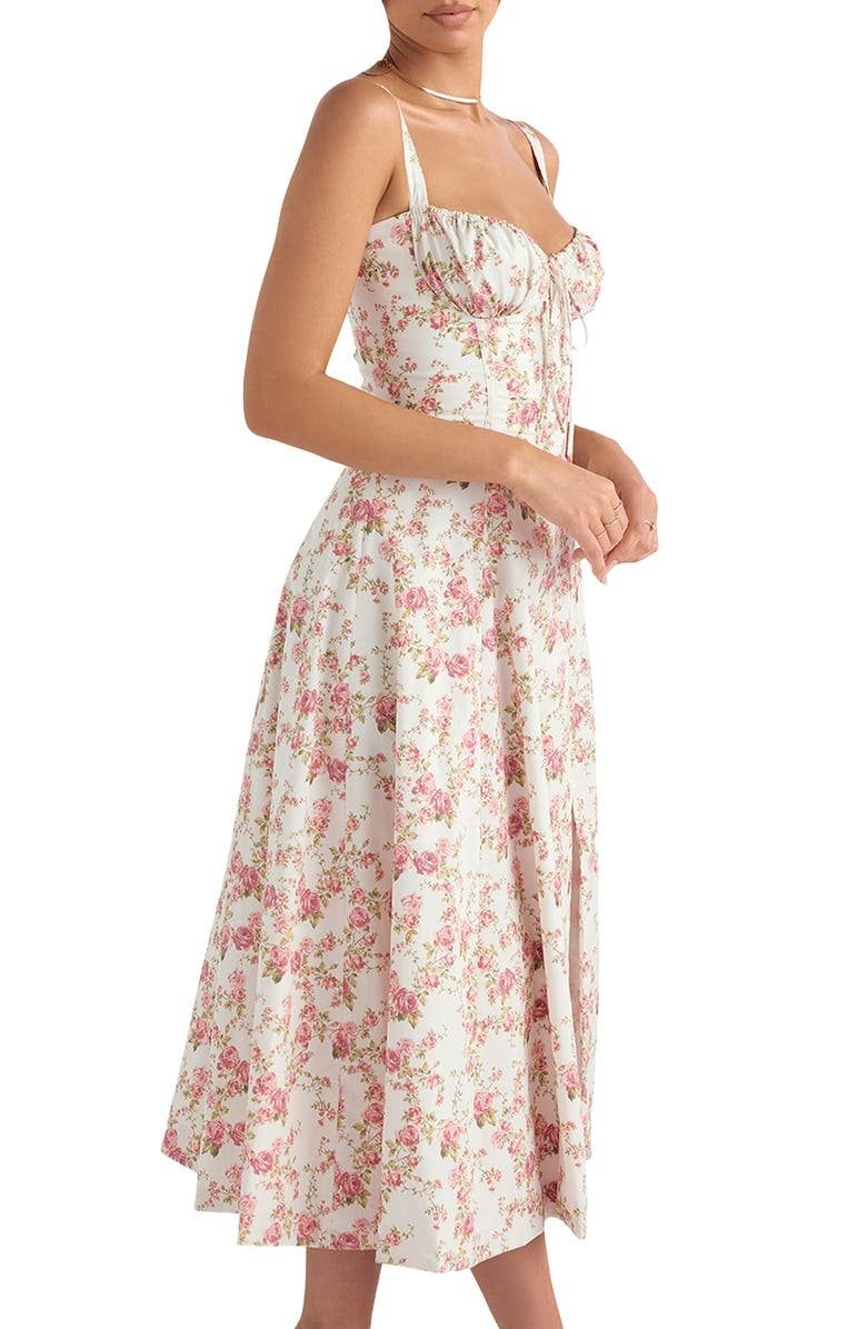 Floral Bustier Midriff Dress - Urban-Utopia