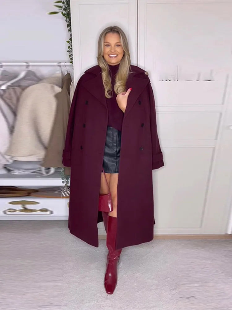 Urban Elegance Burgundy Lapel Coat eprolo