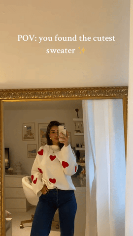 Embroidered Red Heart Sweater - Urban-Utopia