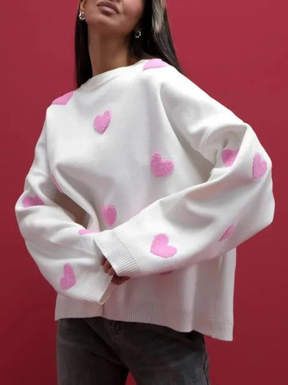 Embroidered Red Heart Sweater - Urban-Utopia