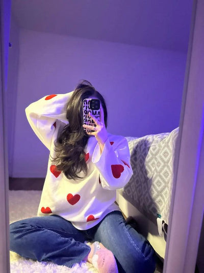 Embroidered Red Heart Sweater - Urban-Utopia