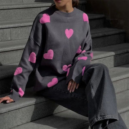 Embroidered Red Heart Sweater - Urban-Utopia