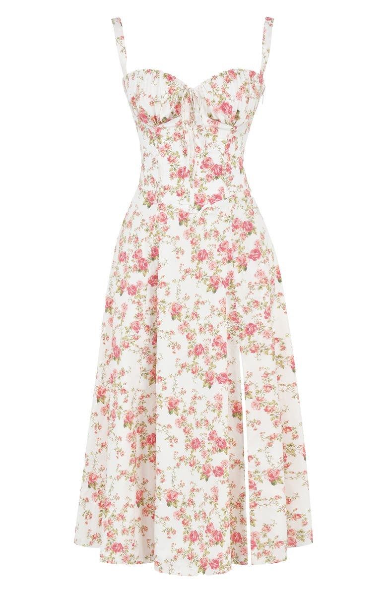 Floral Bustier Midriff  Dress - Urban-Utopia
