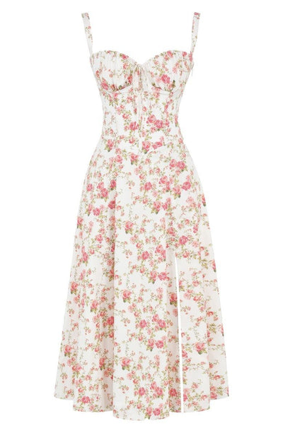 Floral Bustier Midriff  Dress - Urban-Utopia