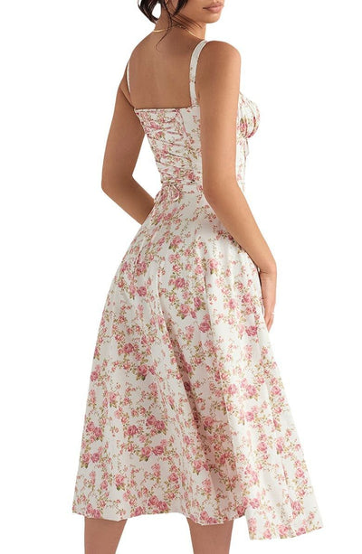 Floral Bustier Midriff  Dress - Urban-Utopia