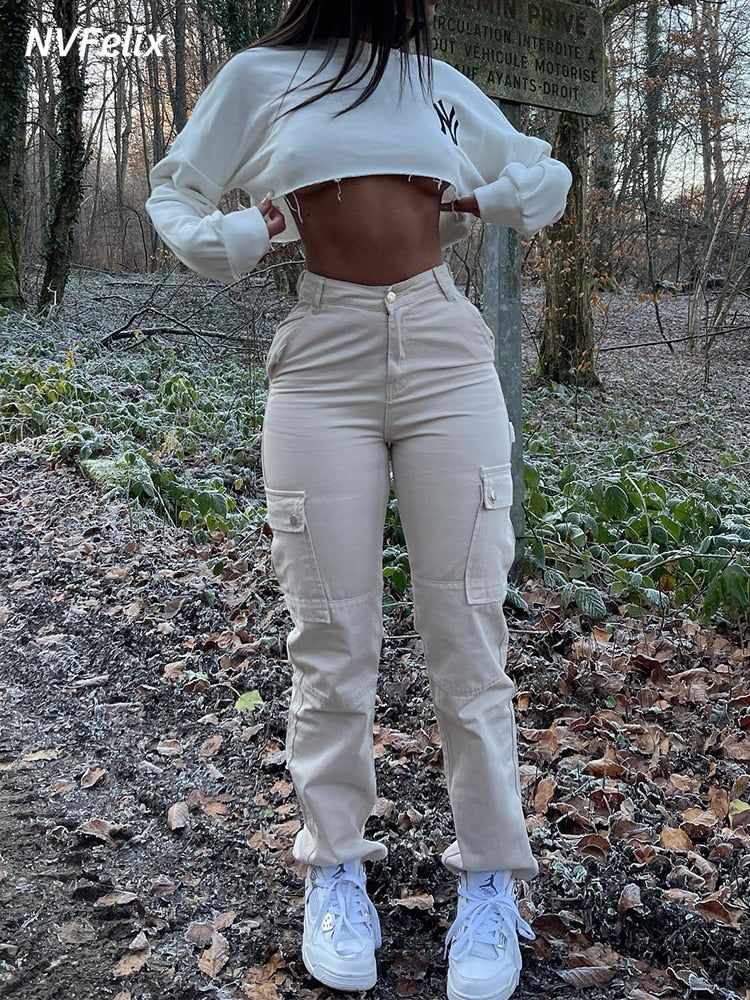 High Waist Cargo Pants - Urban-Utopia