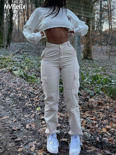 High Waist Cargo Pants - Urban-Utopia
