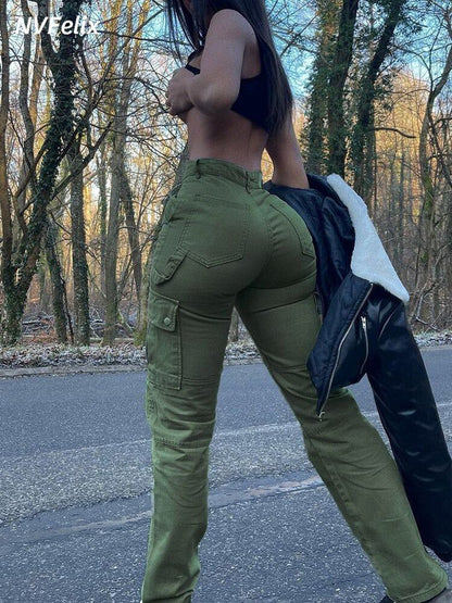 High Waist Cargo Pants - Urban-Utopia