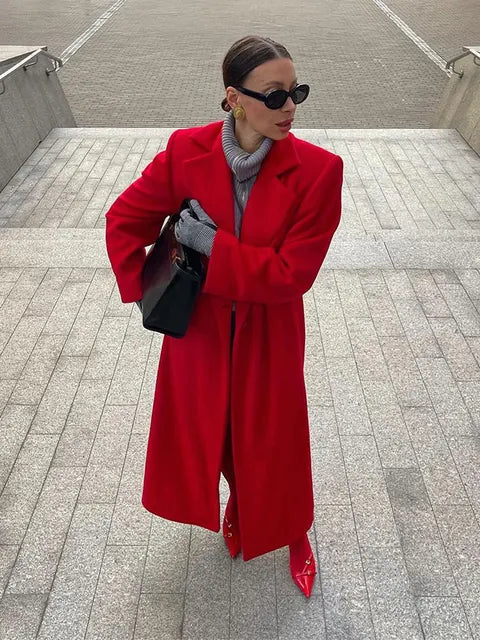 Urban Elegance Burgundy Lapel Coat eprolo