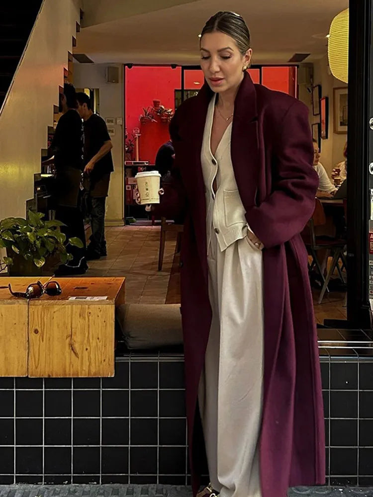 Urban Elegance Burgundy Lapel Coat eprolo