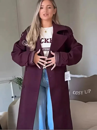 Urban Elegance Burgundy Lapel Coat eprolo