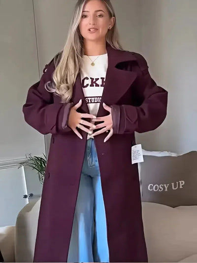 Urban Elegance Burgundy Lapel Coat eprolo