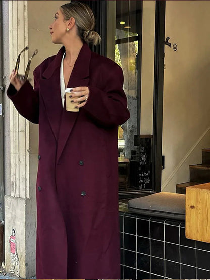 Urban Elegance Burgundy Lapel Coat eprolo