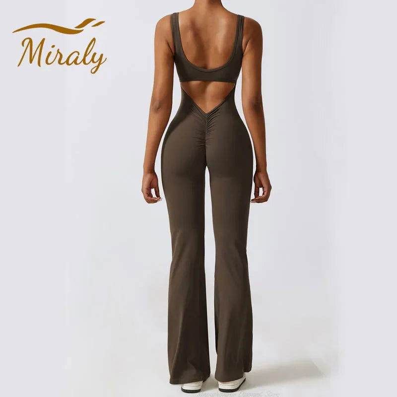 VogueFlare - V-Back Flared Viral Backless Jumpsuit - Urban-Utopia