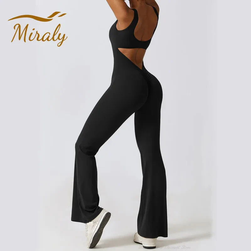 VogueFlare - V-Back Flared Viral Backless Jumpsuit - Urban-Utopia
