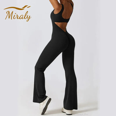 VogueFlare - V-Back Flared Viral Backless Jumpsuit - Urban-Utopia