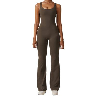 VogueFlare - V-Back Flared Viral Backless Jumpsuit - Urban-Utopia