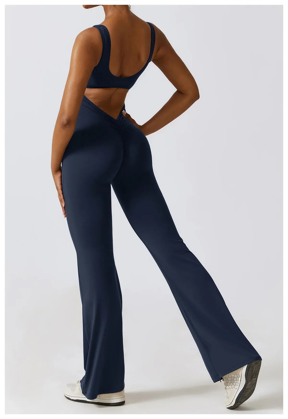 VogueFlare - V-Back Flared Viral Backless Jumpsuit - Urban-Utopia