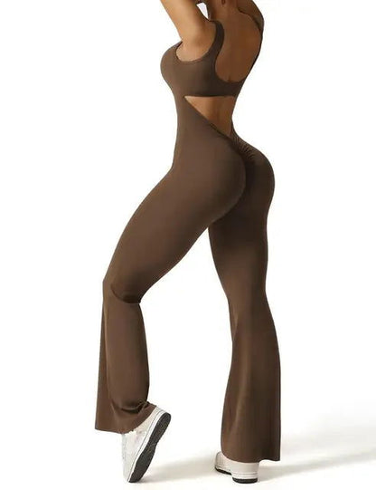 VogueFlare - V-Back Flared Viral Backless Jumpsuit - Urban-Utopia