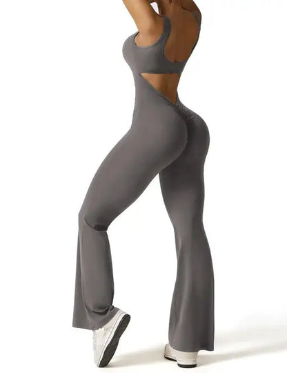 VogueFlare - V-Back Flared Viral Backless Jumpsuit - Urban-Utopia